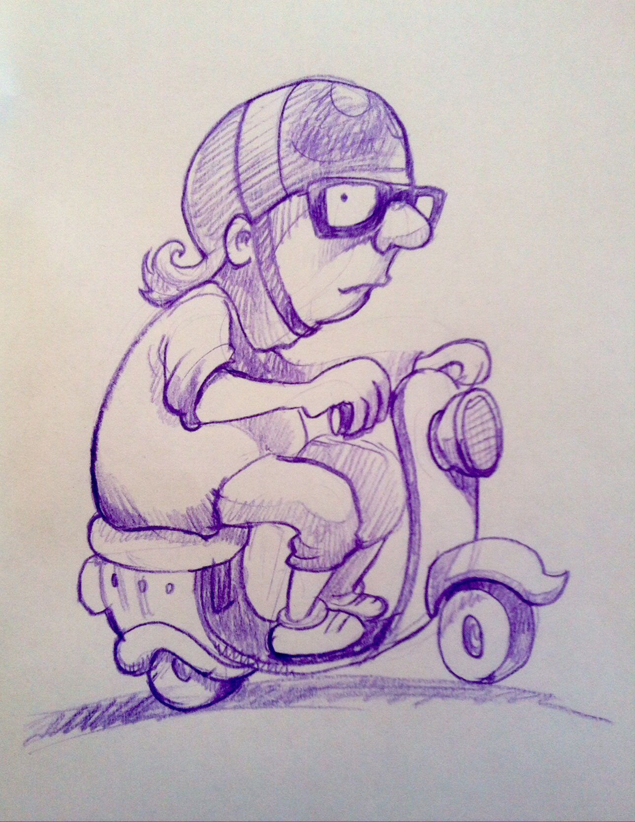 Moped Roller Karikatur Handzeichnung Blaupause, Skizze